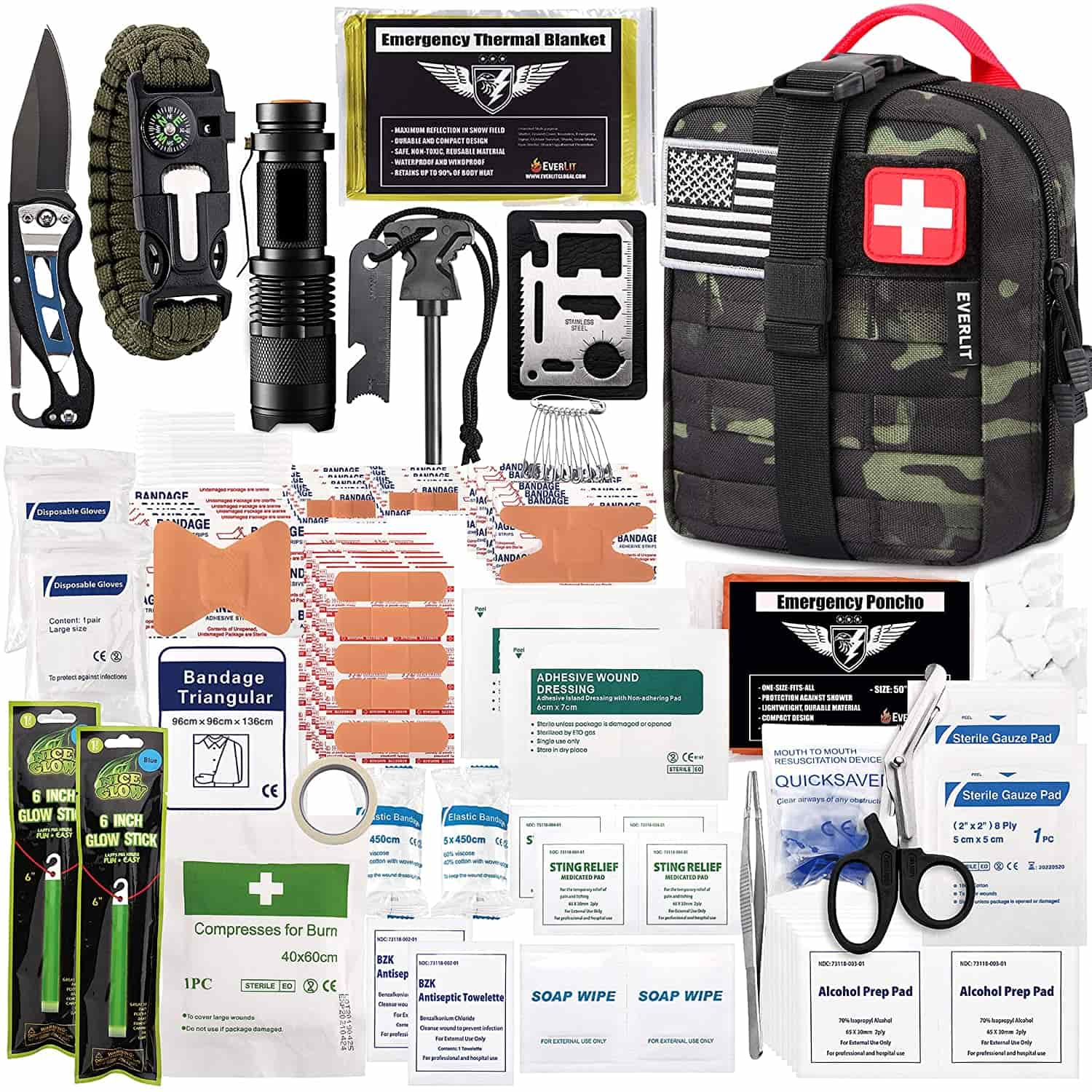 Black Camo Survival First Aid Kit indeholder 250 stk. First Aid Kit